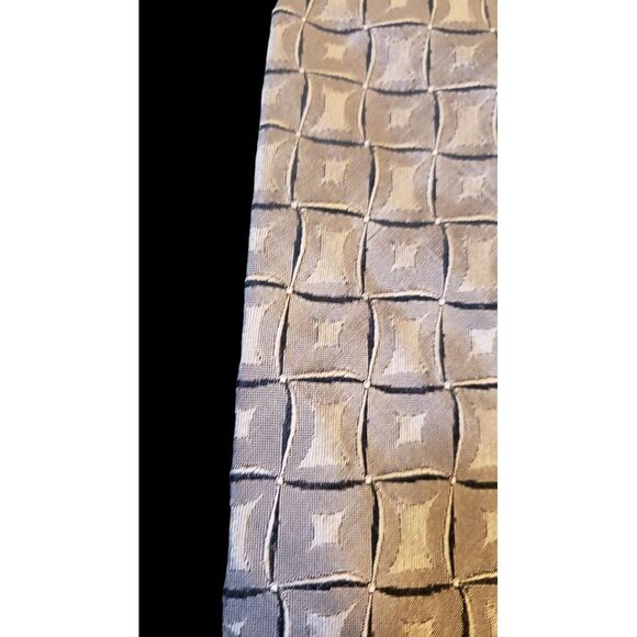 Louis Roth 100% Silk Tie Tan Black Geometric Business Mens Necktie No Tag - Picture 2 of 12